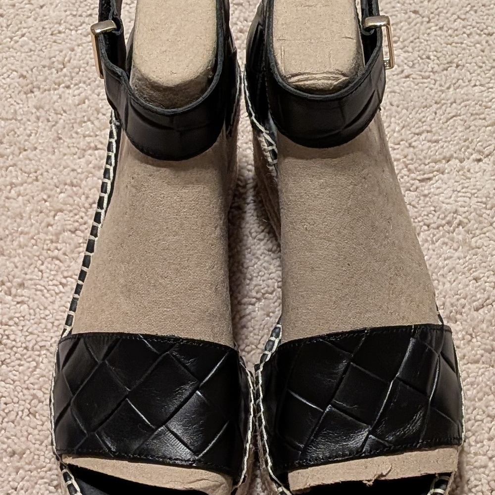 Franco Sarto Clemens Black Woven Leather Women’s Sandals